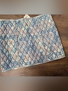 Free People Quilted Floral Skirt in Blue